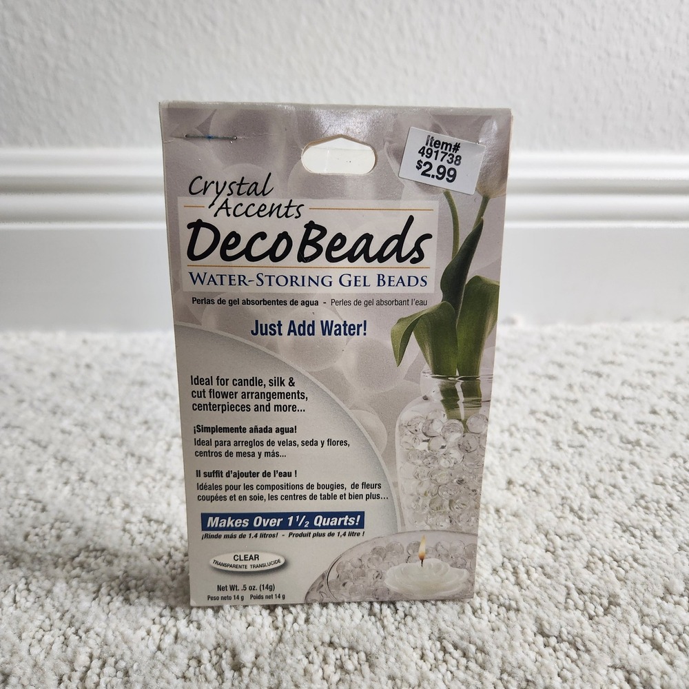 Crystal Accents Deco Beads Clear Water-Storing Gel Beads 4 Packs 0.5oz